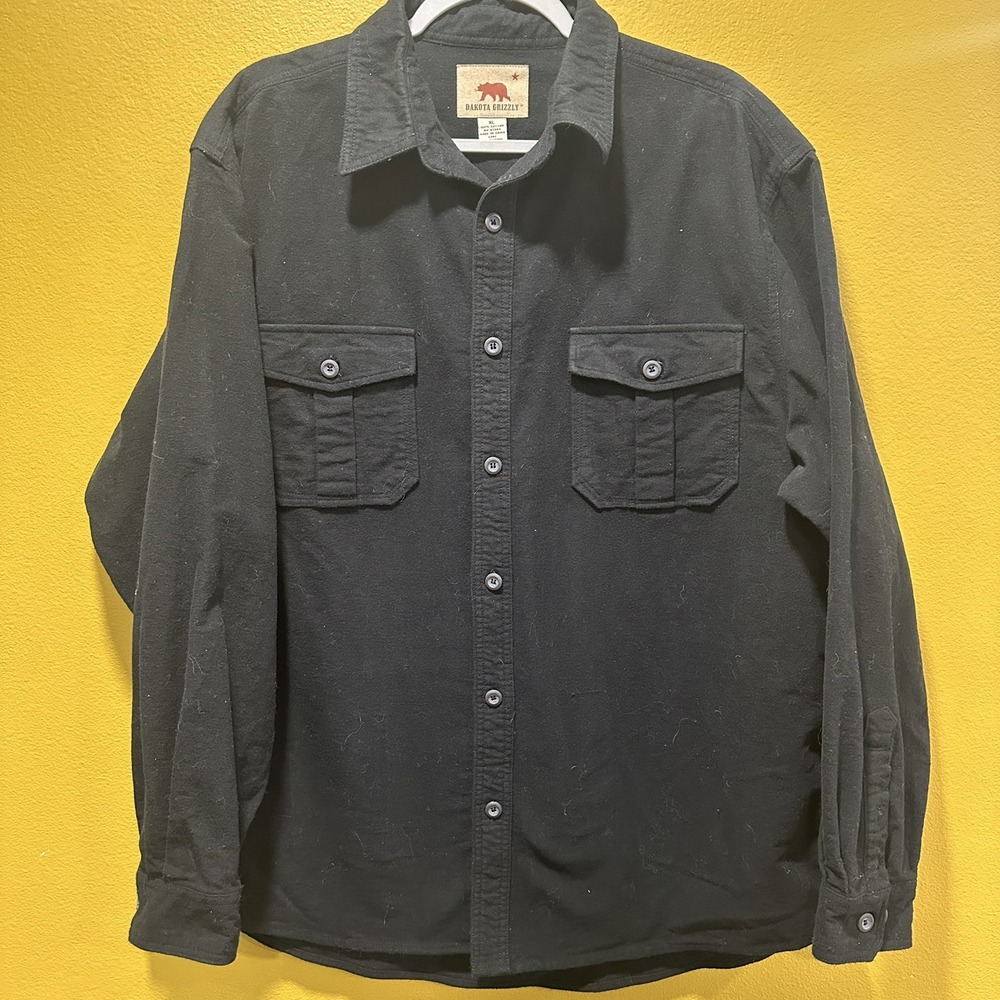 Dakota Grizzly‎ Mens XL Heavy Flannel Button Down Outdoor Work Shirt Black